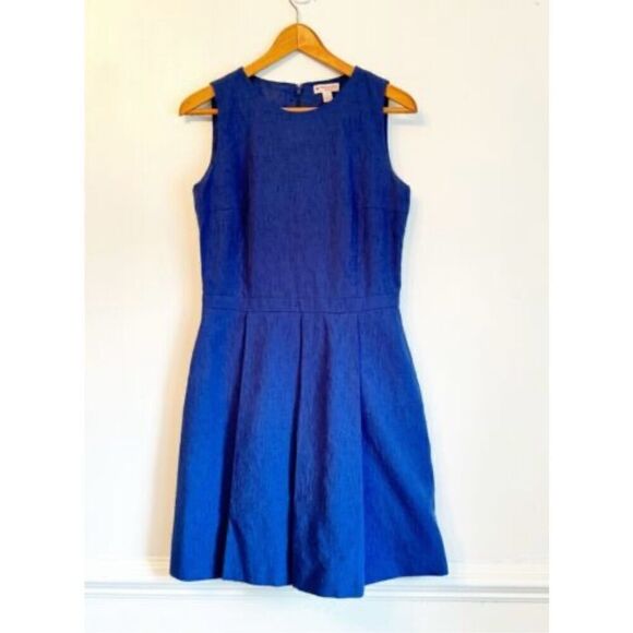 Brooks Brothers red fleece cobalt blue fit and flare pocket dress - Picture 1 of 6